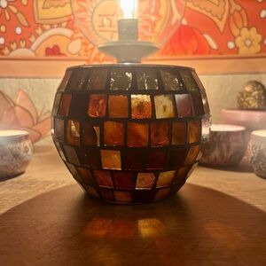 Vintage 1990’s Mosaic Glass Votive/Candle Holder
